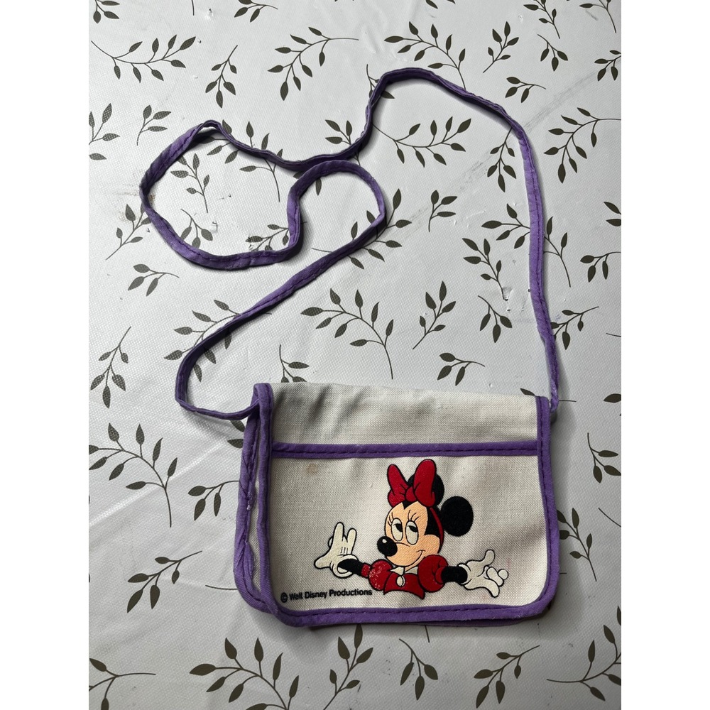 Vintage childs rare 90s Walt Disney Production Minnie Mouse Canvas Crossbody Bag
